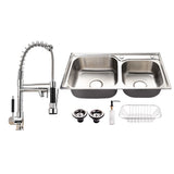Kit Cuba Dupla Aço Inox + Torneira Gourmet Cromada 50cm Luxo
