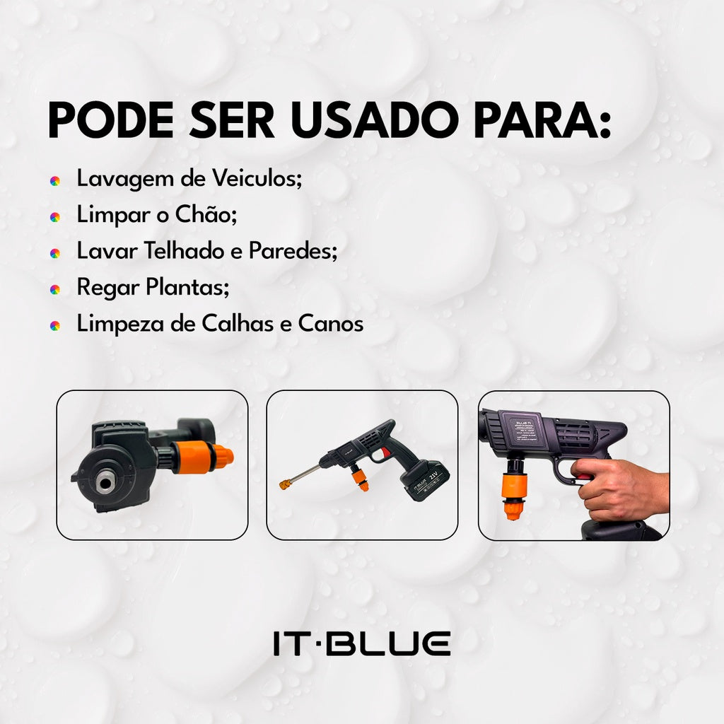 Pistola de Água Sem Fio -  Limpador de Alta Pressão