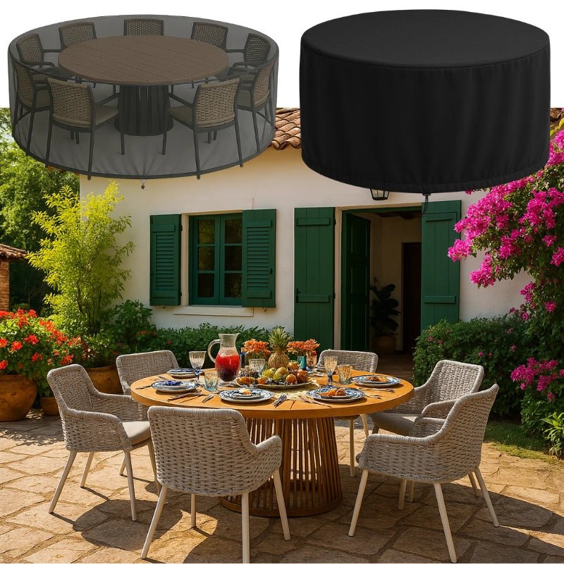 Capa Impermeável Redonda para Mesa e Cadeiras Externas