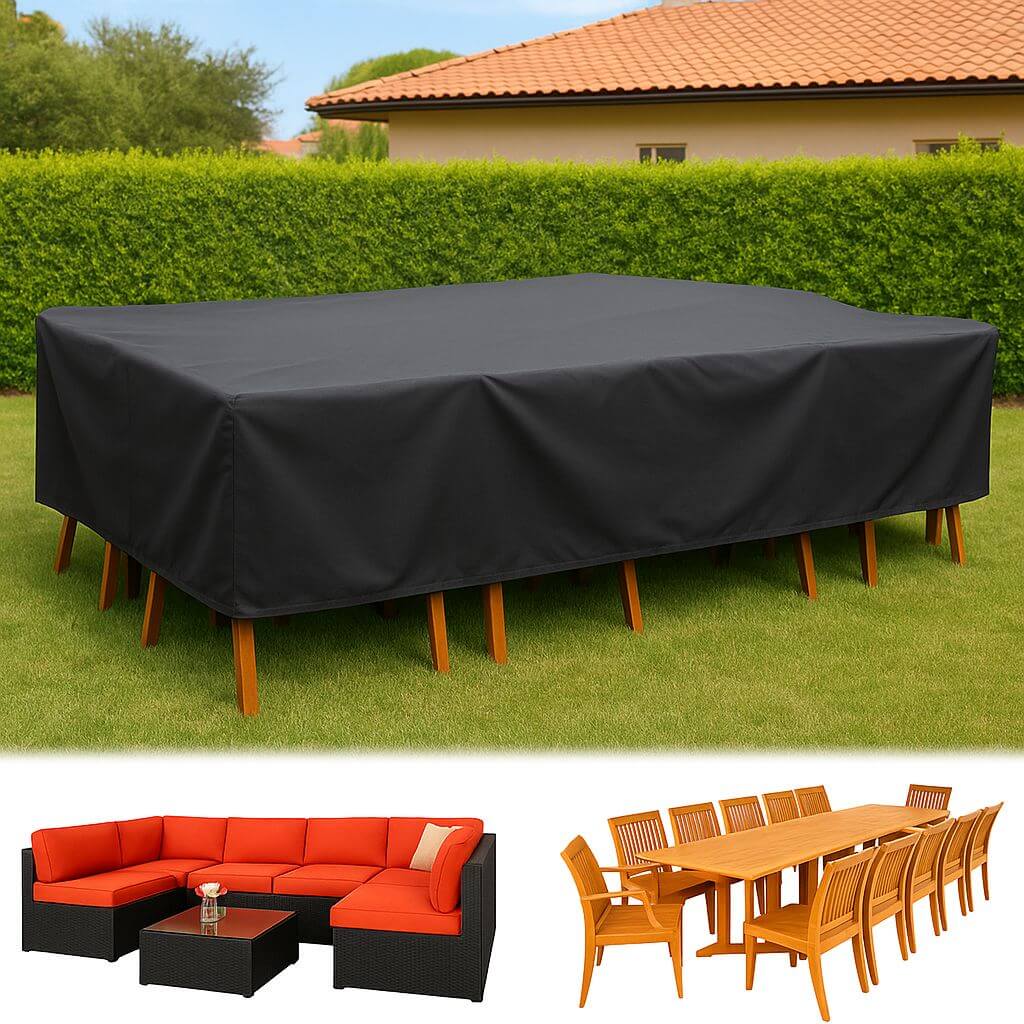 Capa Impermeável Retangular para Móveis Externos Preta