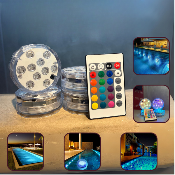 Kit Luminárias de Piscina RGB - Sem Fio Com Controle Remoto