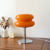 Luminária de Mesa Moderna Vidro e Inox