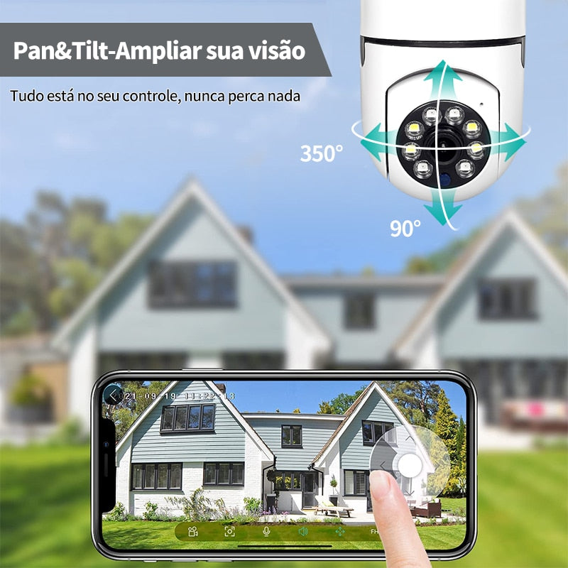 Smart DataCâmera: Lâmpada WiFi 1080P - Segurança Residencial HD