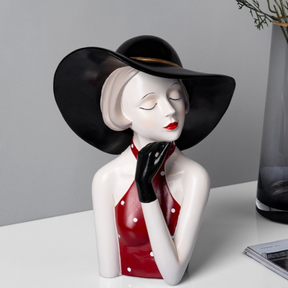 Busto Decorativo Lili Chapéu Vermelho