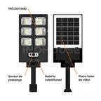 Luminária Solar 300W Externa com Sensor e Controle Remoto