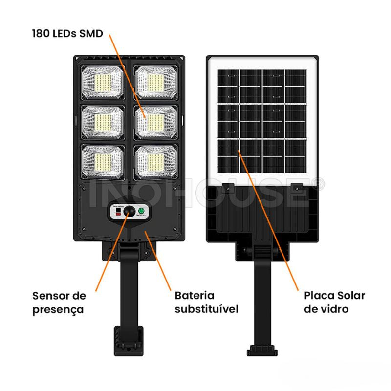 Luminária Solar 300W Externa com Sensor e Controle Remoto