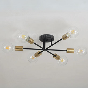 Lustre Moderno Dourado 6 Lâmpadas