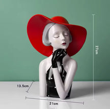 Busto Decorativo Lili Chapéu Vermelho