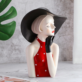 Busto Decorativo Lili Chapéu Vermelho