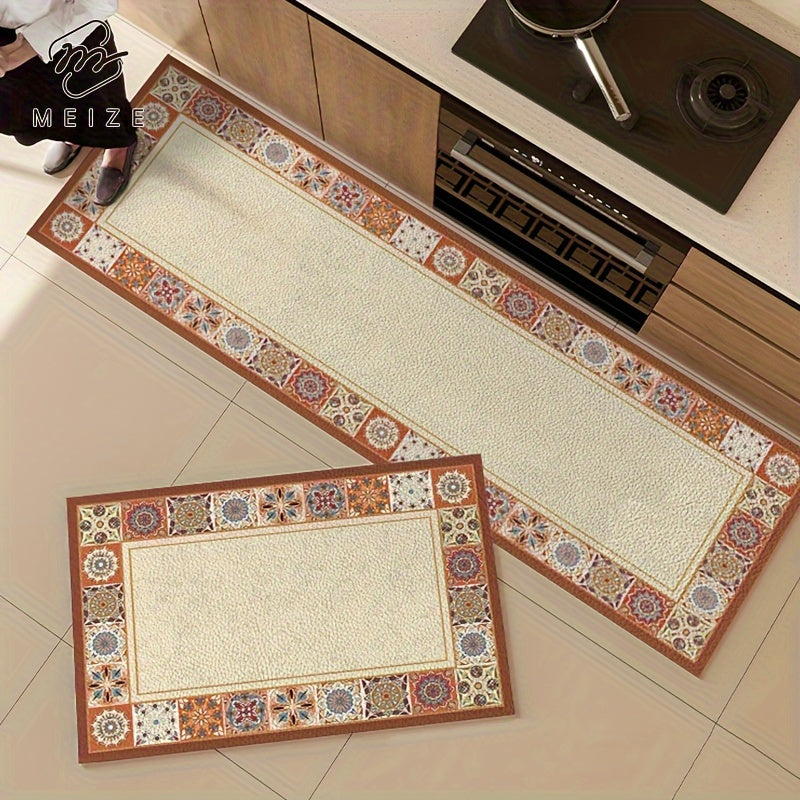 Tapete para Cozinha Antiderrapante Retangular Floral