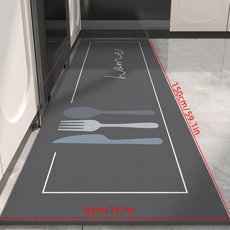 Tapete Para Cozinha Antiderrapante Retangular Couro Sintético Home