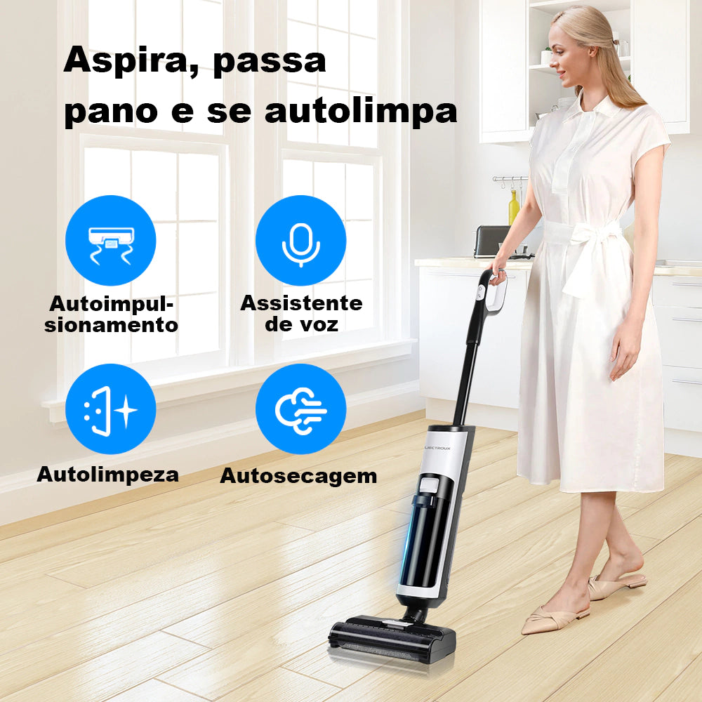 Aspirador Vertical de Pó i7 Pro - Aspira e Passa Pano Autolimpante