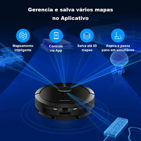 Robô Aspirador G7 - Aspira Passa Pano e Controle via Aplicativo