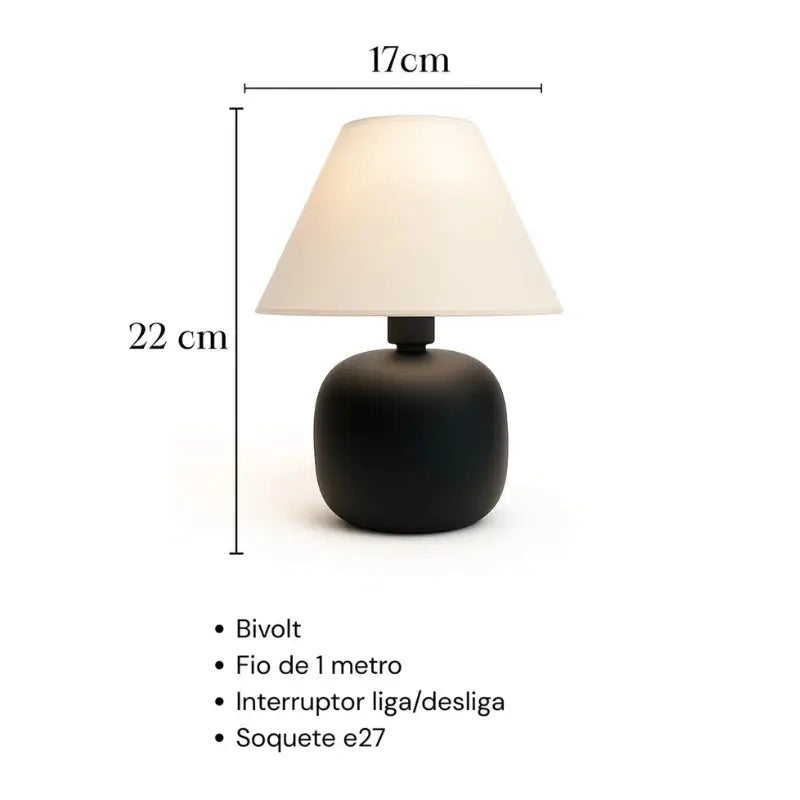 Abajur de Mesa Cerâmica Bivolt 22,5cm