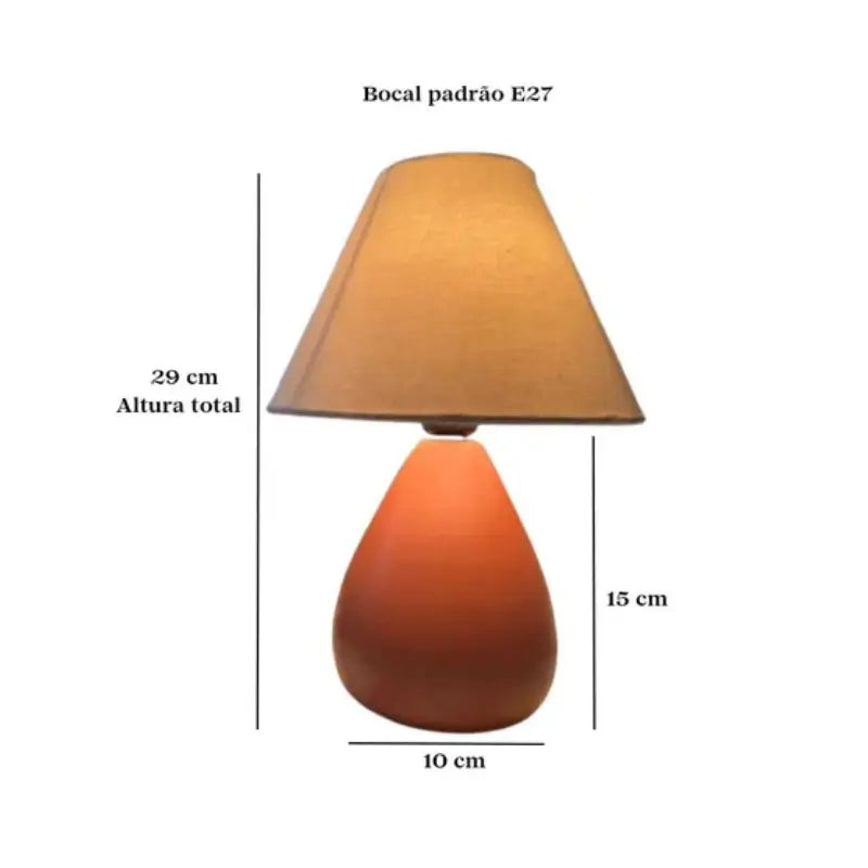 Abajur de Mesa em Cerâmica e Tecido Bivolt 29cm