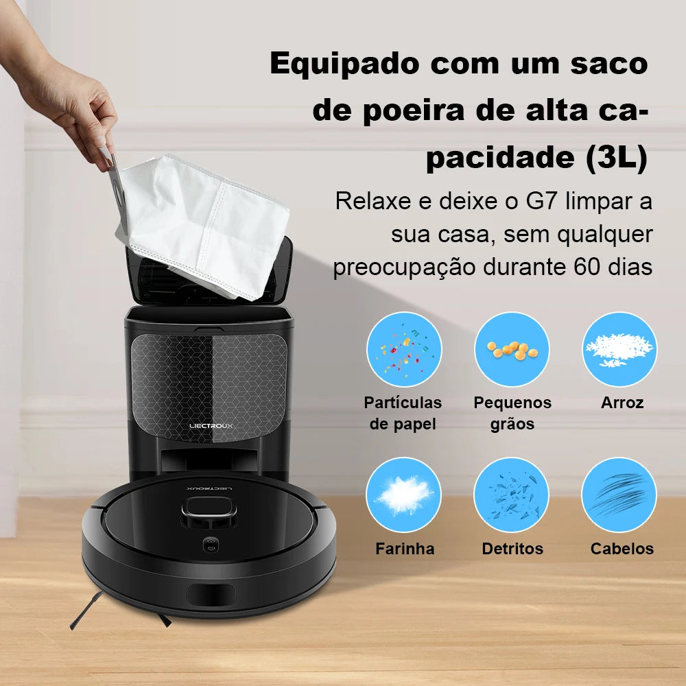 Robô Aspirador G7 - Aspira Passa Pano e Controle via Aplicativo