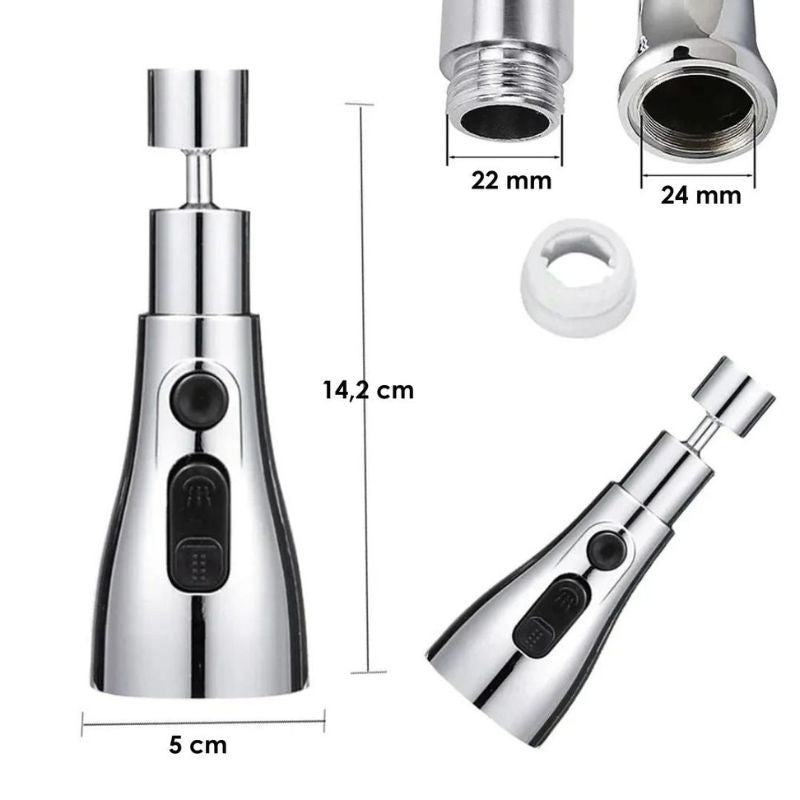 Bico de Torneira Universal 360º com 3 Modos de Água Powerstill