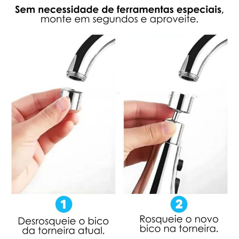 Bico de Torneira Universal 360º com 3 Modos de Água Powerstill