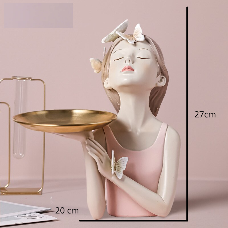 Busto Decorativo Lili Butterfly Bandeja Estatueta - Loja Powerstill