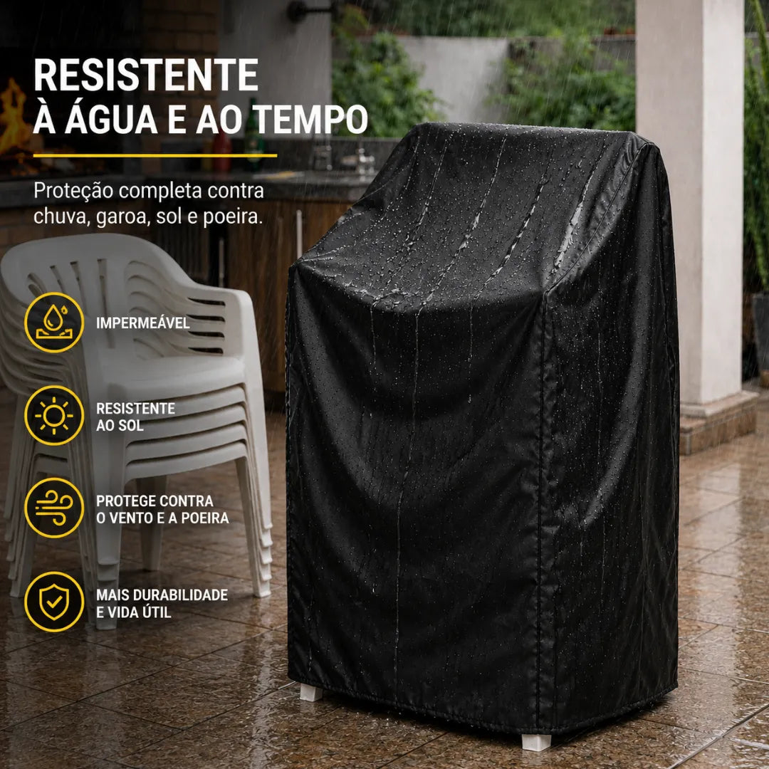 Capa Impermeável Protetora para Cadeiras de Plástico Empilhadas