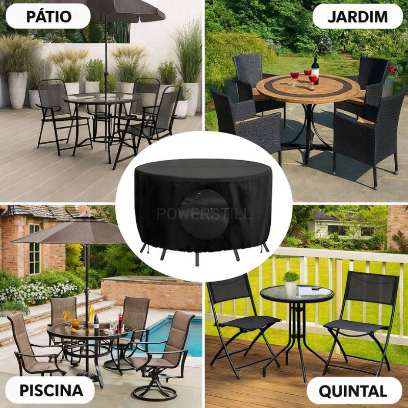 Capa Impermeável Redonda para Mesa e Cadeiras Externas