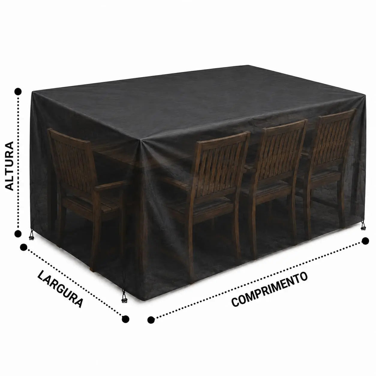 Capa Impermeável Retangular para Móveis Externos Preta Powerstill