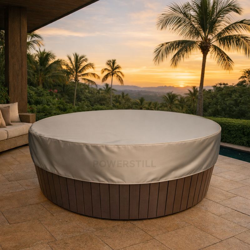 Capa para Jacuzzi e Ofurô Redonda Impermeável Anti-UV Ajustável
