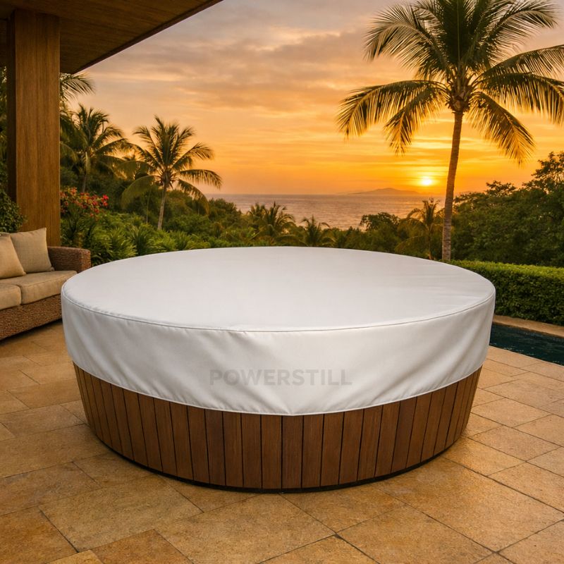 Capa para Jacuzzi e Ofurô Redonda Impermeável Anti-UV Ajustável