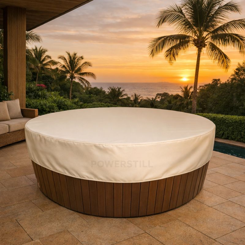 Capa para Jacuzzi e Ofurô Redonda Impermeável Anti-UV Ajustável
