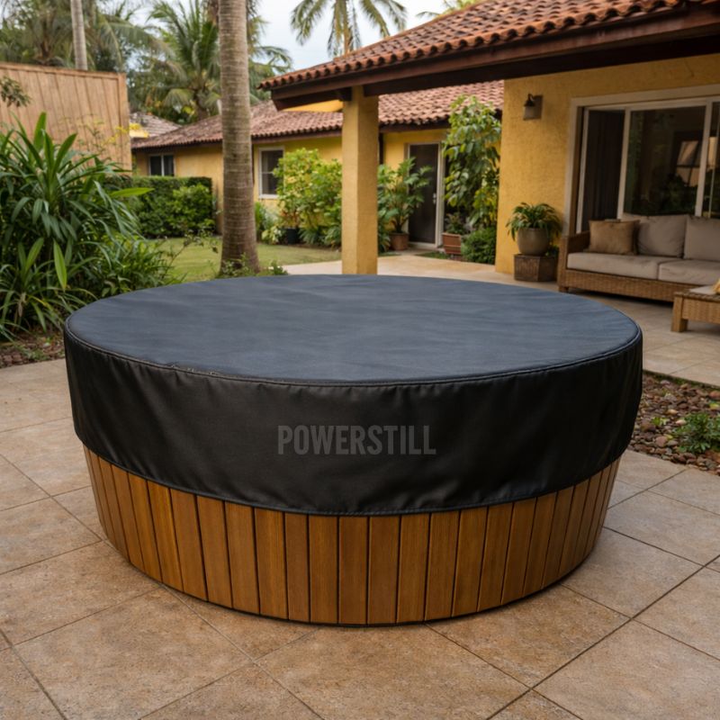Capa para Jacuzzi e Ofurô Redonda Impermeável Anti-UV Ajustável