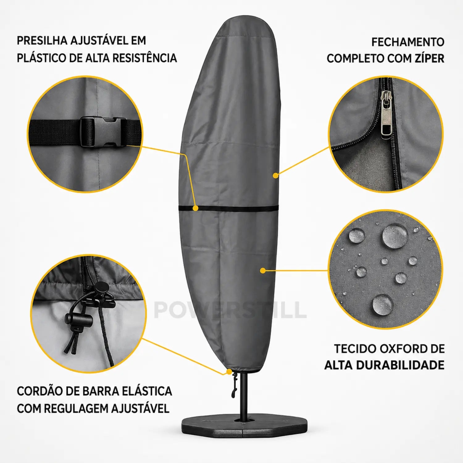 Capa Impermeável para Guarda-Sol e Ombrelone Lateral até 3m Powerstill