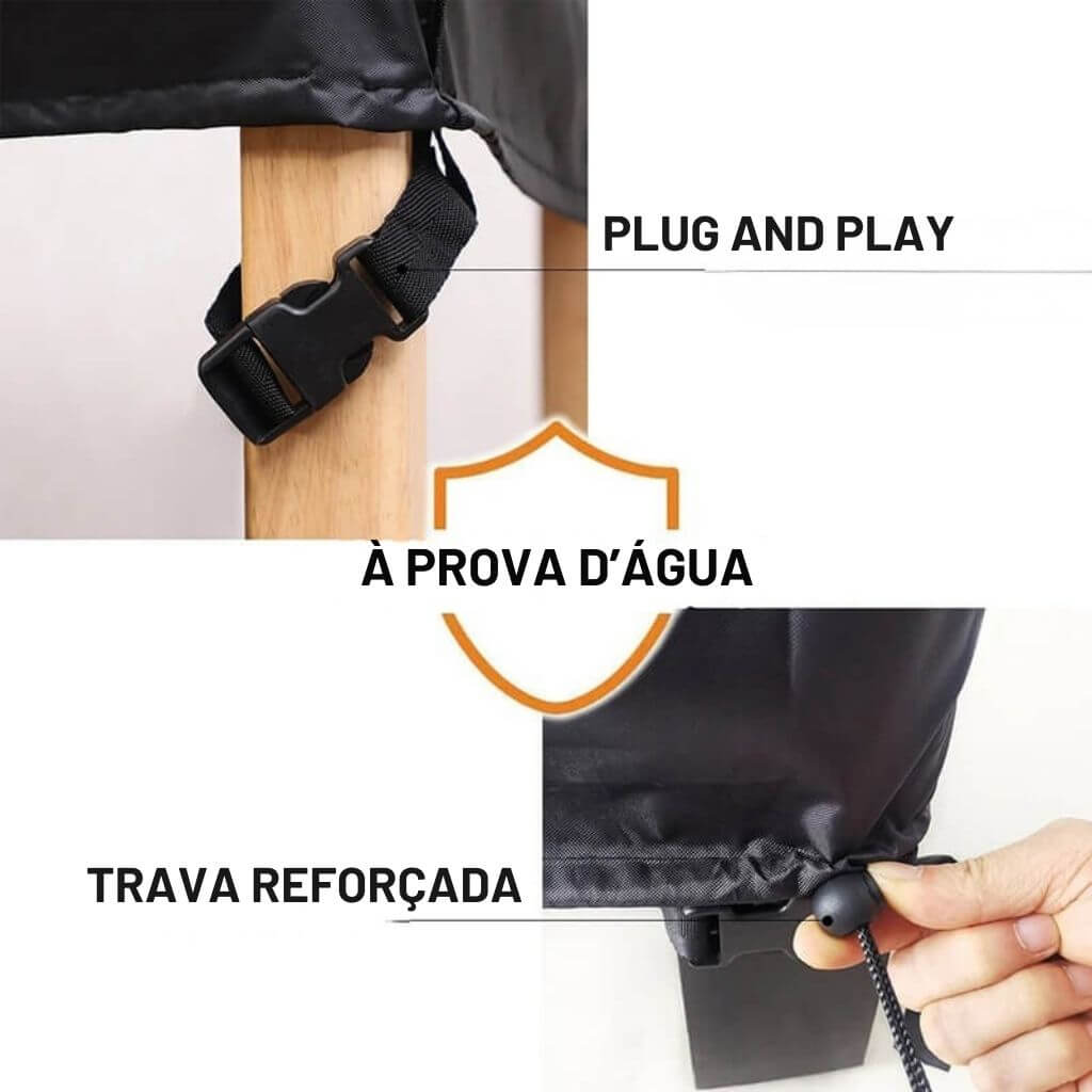 Capa Protetora Impermeável Retangular para Móveis Externos Preta