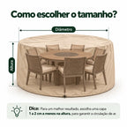 Capa redonda bege para conjunto de mesa externa