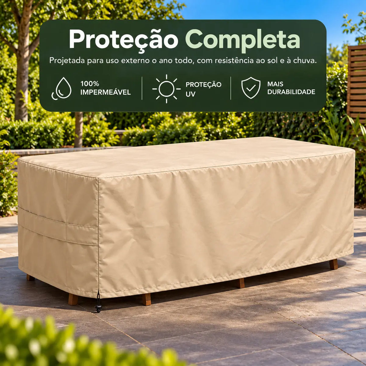 Capa protetora bege para sofá de jardim Oxford 420D