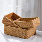 Cesto de Palha Rattan Feito a Mão