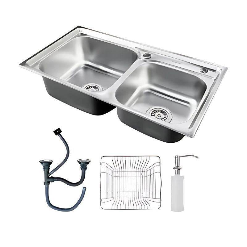 Cuba Dupla para Cozinha Gourmet Aço Inox C/Acessórios 78x43