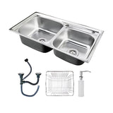 Cuba Dupla para Cozinha Gourmet Aço Inox C/Acessórios 78x43
