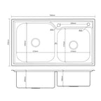 Cuba Dupla para Cozinha Gourmet Aço Inox C/Acessórios 78x43