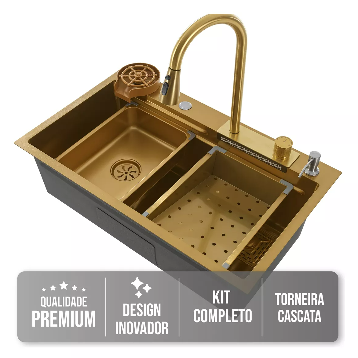 Cuba Cozinha Gourmet Cascata Torneira Lavador Copos