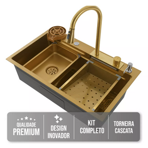 Cuba Cozinha Gourmet Cascata Torneira Lavador Copos