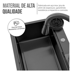 Cuba Cozinha Gourmet Cascata Torneira Lavador Copos