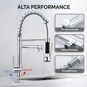 Cuba Dupla Aço Inox Torneira Flexível Gourmet Cozinha Prata