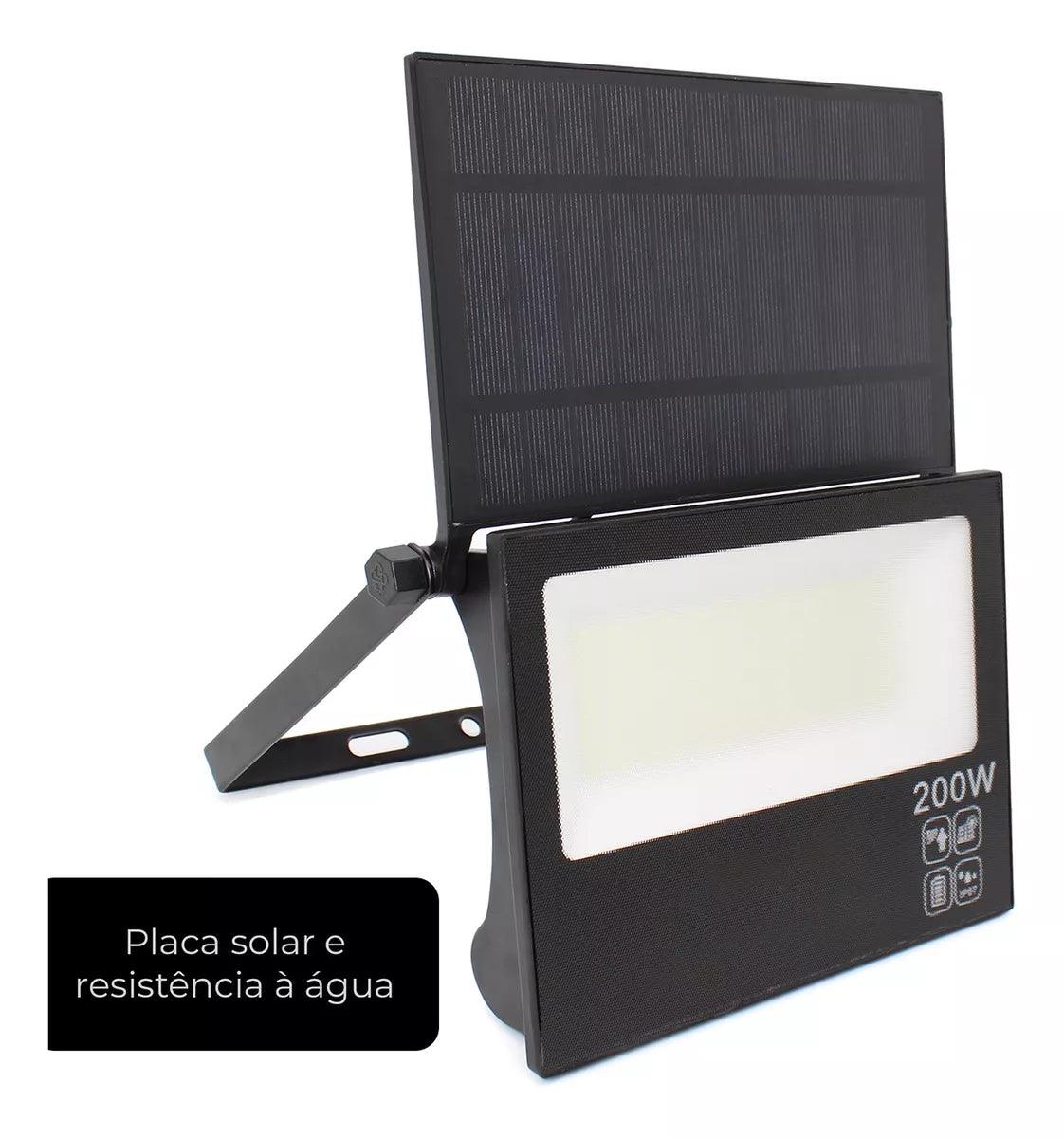 Refletor LED Solar 200W IP67 Placa Ajustável