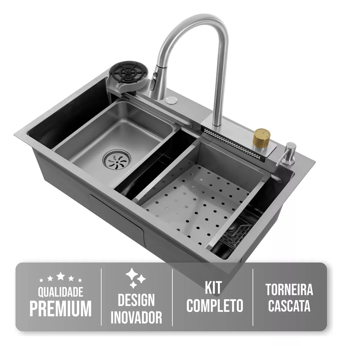 Cuba Cozinha Gourmet Cascata Torneira Lavador Copos