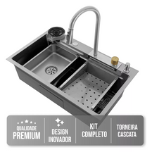 Cuba Cozinha Gourmet Cascata Torneira Lavador Copos