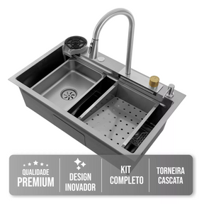 Cuba Cozinha Gourmet Cascata Torneira Lavador Copos