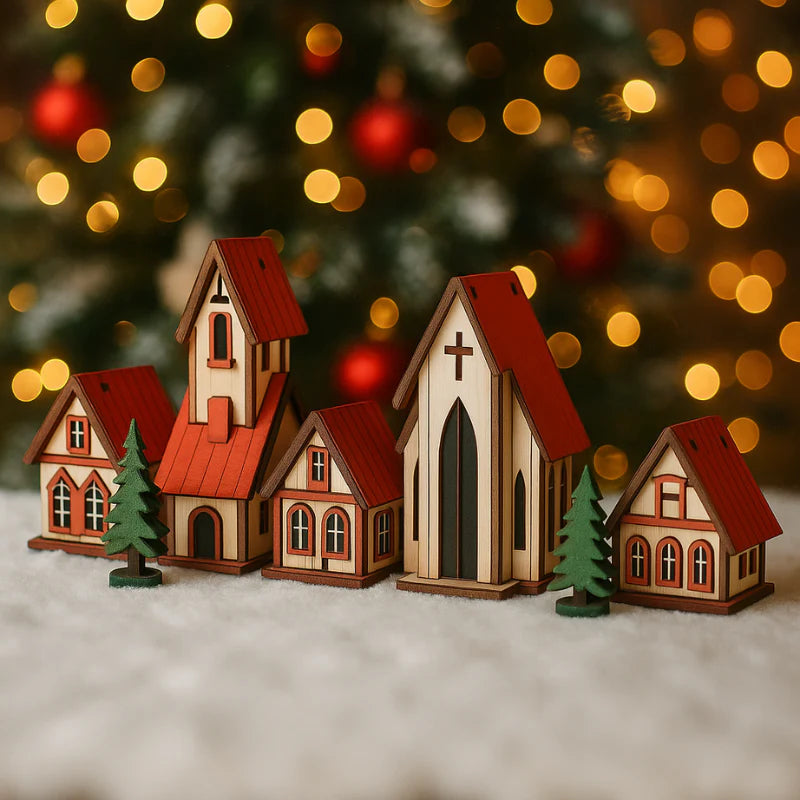 Decoração de Natal Vila de casas 5 peças