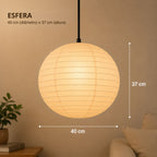 Luminária Pendente Japandi em Papel de Arroz Design Minimalista