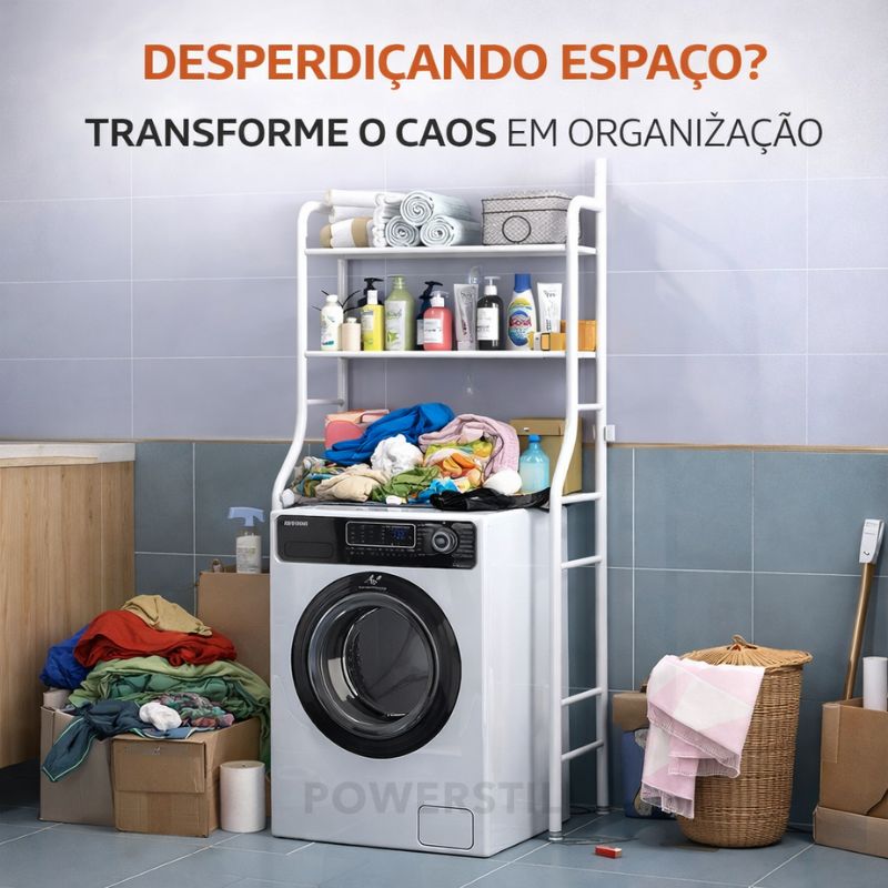 Estante Organizadora para Banheiro e Lavanderia em Aço - 3 Níveis