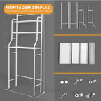 Estante Organizadora para Banheiro e Lavanderia em Aço - 3 Níveis